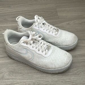 Nike Air Force 1 Crater Flyknit White Grey Sneakers DM0590-100 Mens Size 7.5